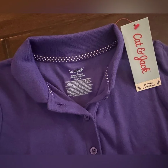 Cat & Jack Girls uniform style polo in purple NWT size XS (4/5) - Picture 3 of 3